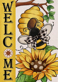 Welcome Spring Summer Bumble Bee Sunflower Decorative Garden Flag, Flower Honeyc Sunflower