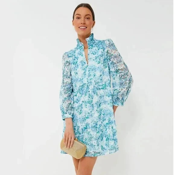 Tuckernuck NEW Water's Edge Hydrangea Organza Palmerston Dress X Large Hydrangea