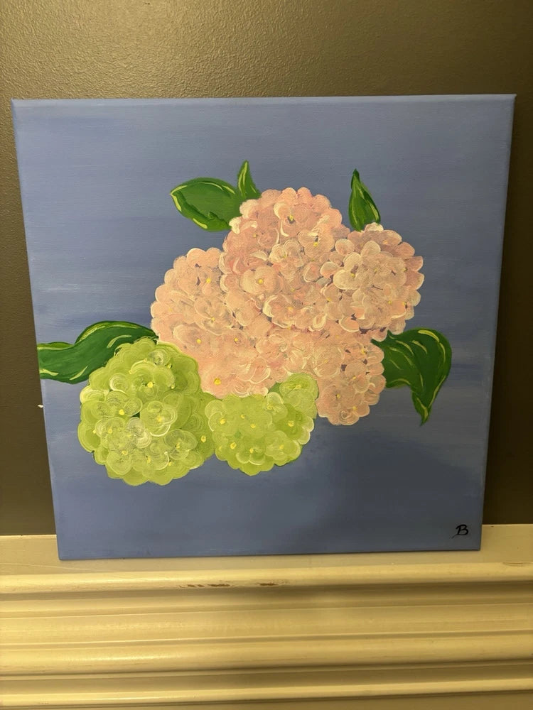 Set Of 3 12x12 Original Canvas Paintings. ÒHydrangeasÓ Hydrangea