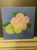 Set Of 3 12x12 Original Canvas Paintings. ÒHydrangeasÓ Hydrangea