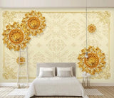3D Gold Sun Flower G8276 Wallpaper Wall Murals Removable Self-adhesive Honey Sunflower