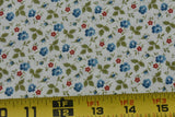 By 1/2 Yd, Blue Olive & Red Calico on Off-White, Moda, Minick & Simpson, V381 Flowering Plants