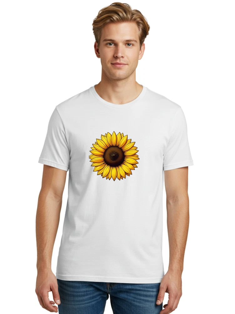 Sunflower-1 Mens Graphic Tee, 100% Cotton, Casual Summer Wear Sunflower