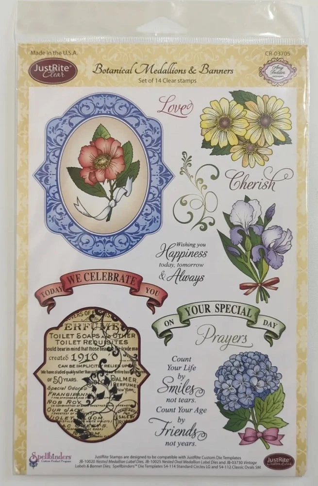 Justrite Botanical Floral Clear Cling Stamps Birthday Sentiment Hydrangea ____ Hydrangea