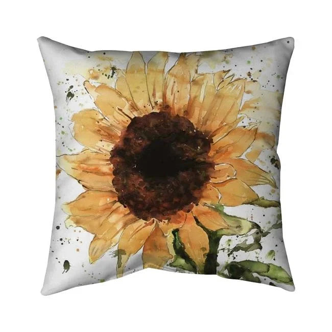 Sunflower throw pillow, square 26x26 in., beige with dark center print