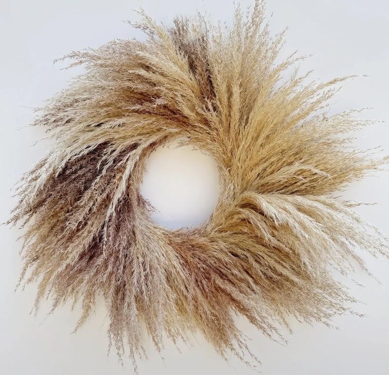 23'' Natural Pampas Grass Wreath for Indoor Decor, Handmade Dried Boho Wreath... Pampas Grass
