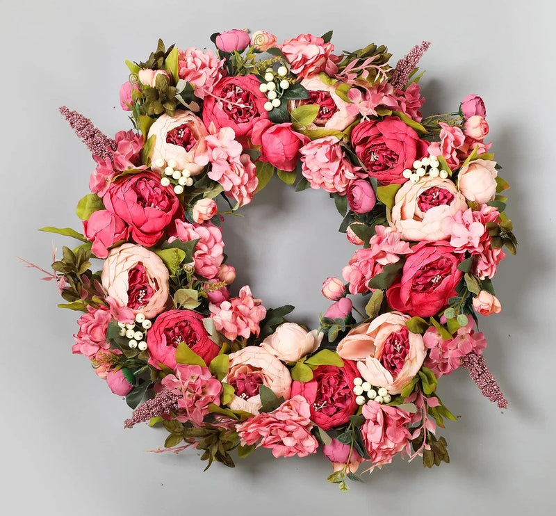 Peony Wreaths for Front Door | 23 inch Spring Front Door Wreath Summer Fall W... Hydrangea