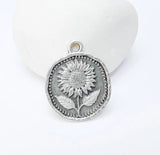 Sunflower Charms, Flower Charms, Medallion, Earring Charms 27x22mm G37158 Sunflower