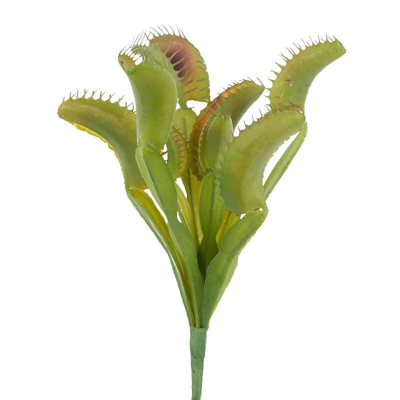 4 Artificial 9" Vinyl Venus Flytrap Plants for Florals, Crafting and Decor Green Plant
