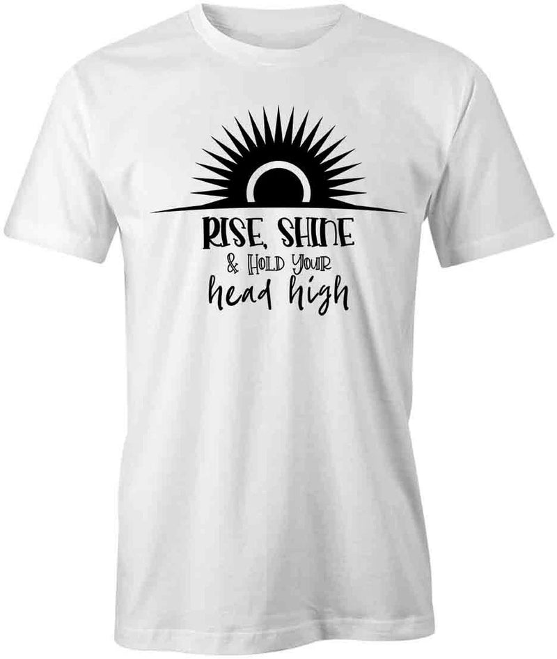 White cotton T-shirt with black sunflower-style sun rays and motivational text graphic