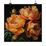 Orange Peonies Flower Art Print, Orange Flower Painting, Flower DŽcor 10 Peony