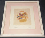 Vintage 1992 SIGNED Art Dried Pressed Flowers Natural Leaf Framed Picture Dried Flower