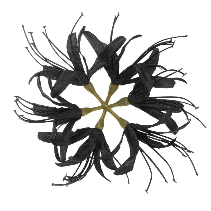 Black artificial spider lily flower head with long petal-like threads