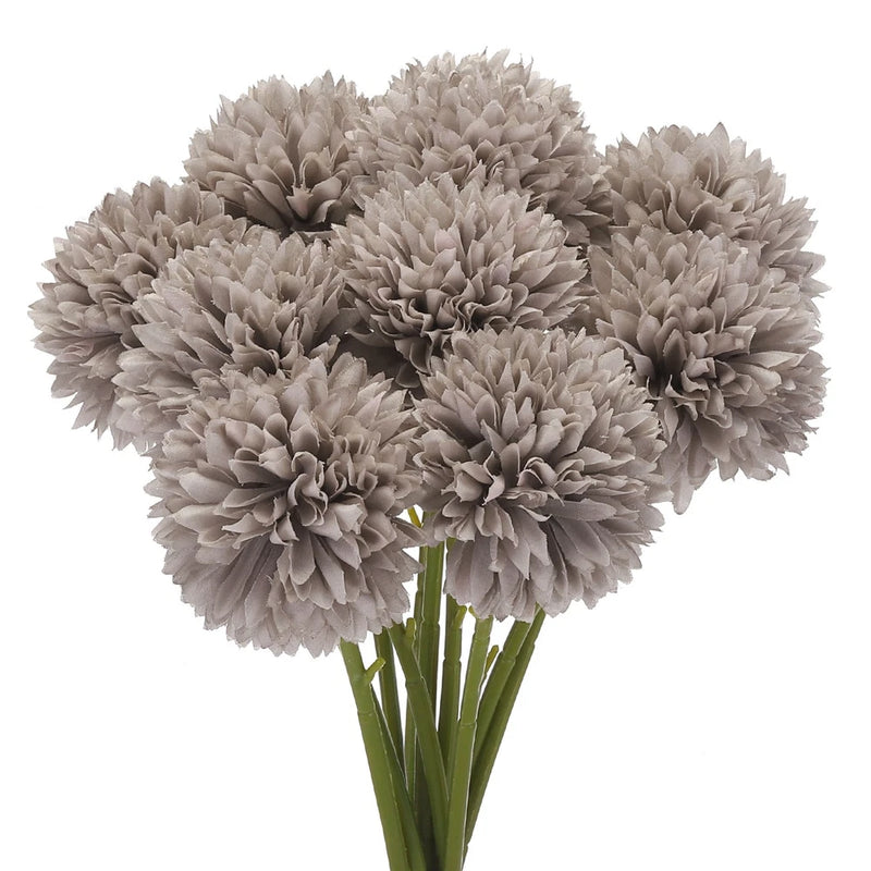 Artificial Flower Heads Silk Chrysanthemum Hydrangea Brown Faux 12Pcs Hydrangea