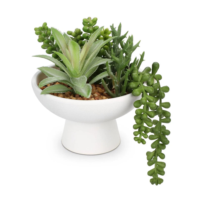 7.5Ó Small Succulents Plants Artificial in Ceramic Pots Potted Faux Succulent... Green Plant