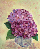 Original Acrylic painting Hydrangea Flower Art 8x10 Cardboard Floral Wall Decor Hydrangea