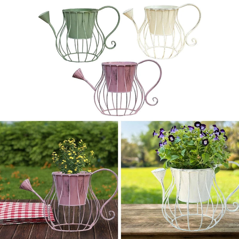 Watering Can Shaped Flower Pot Ornament Plant Pot for Garden Yard Farmhouse Garden Plants