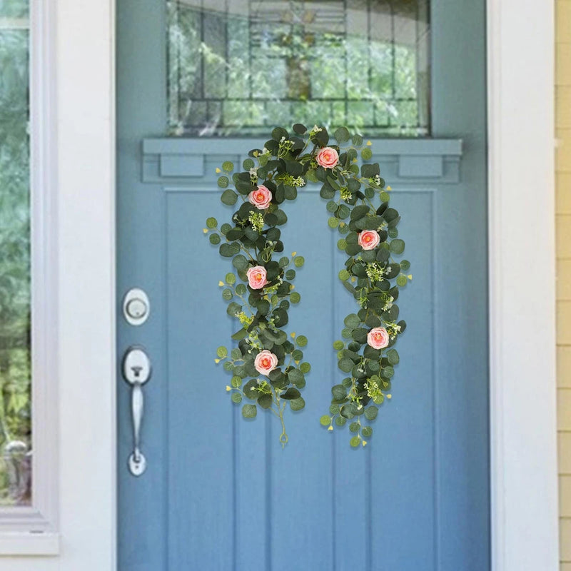 Artificial vines, eucalyptus garland with flowers, green garland Green Plant