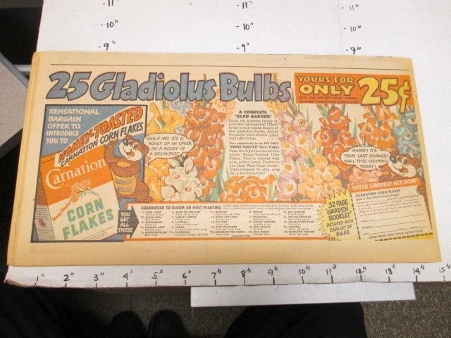 newspaper ad 1949 CARNATION CF cereal box gladiolus flower FAB laundry detergent Carnation