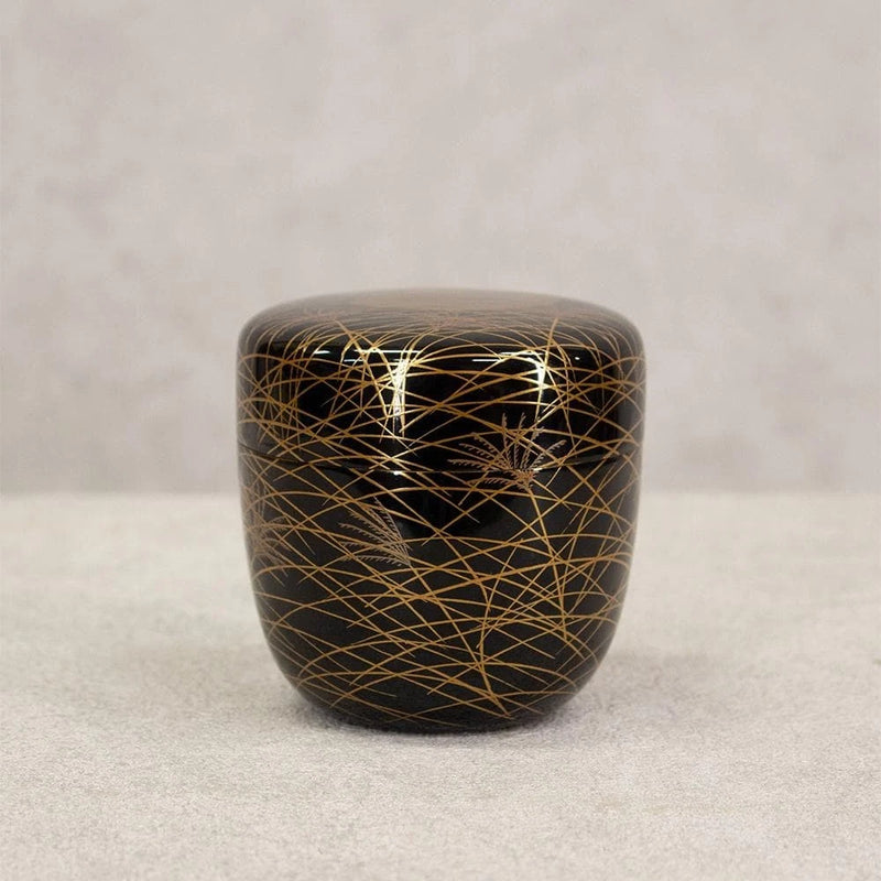 Japanese Tea Caddy Container Okamoto Urushi Sendo Natsume pampas grass on the bl Pampas Grass