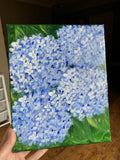 Hydrangea,flowers,8/10 Inches Original Painted On Canvas,abstract,mermaid Hydrangea