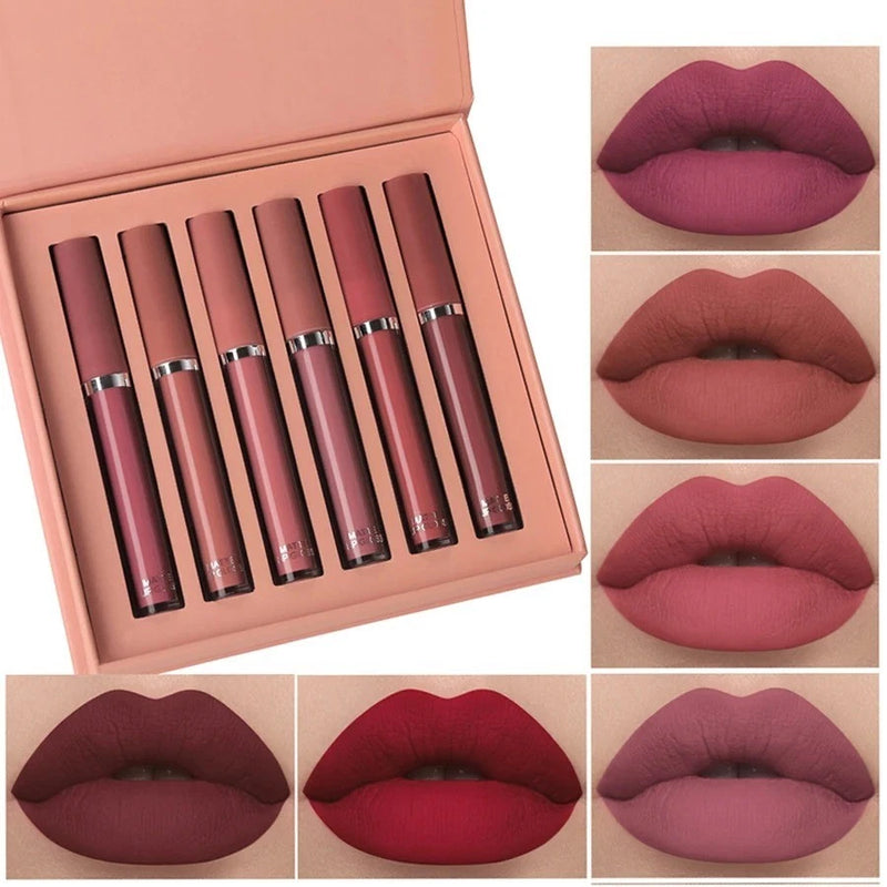 6pcs Matte Lipstick Set Waterproof Long Lasting Make Up Lipstick Beauty Cosmeti. Bouquet