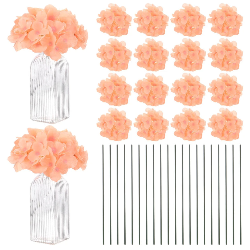 40-Pack Silk Hydrangea Flowers for Home Decor [Pink Orange] Hydrangea