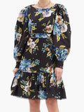 Erdem Rydal Dress Black Carnation Bouquet Floral  Mini Dress 8 (NEED ZIPPER) Carnation