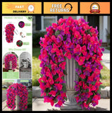 2 PCS UV Resistant Faux Bougainvillea Hanging Flowers - Silk Plants for Outdoor Flowering Plants