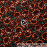 BonEful Fabric FQ Cotton Quilt Maroon Brown Red Sunflower Garden Gold Polka Dot Sunflower