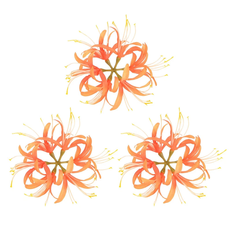 Orange spider lily artificial flower heads, 3-pack, with yellow-tipped petals