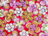 FAT QUARTER  QUILTING TREASURES FLOWER FABRIC  AZIZA PINK RETRO SPIRAL FLORAL QT Flowering Plants