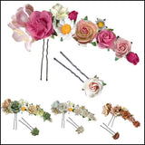 Hair Pins Paper Flowers Wedding Bridesmaids Hippies Boho Party (Set 2 pieces) Bouquet