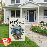 CROWNED BEAUTY Hydrangea Garden Flag Spring 12x18 Double Sided Floral Yard Hydrangea