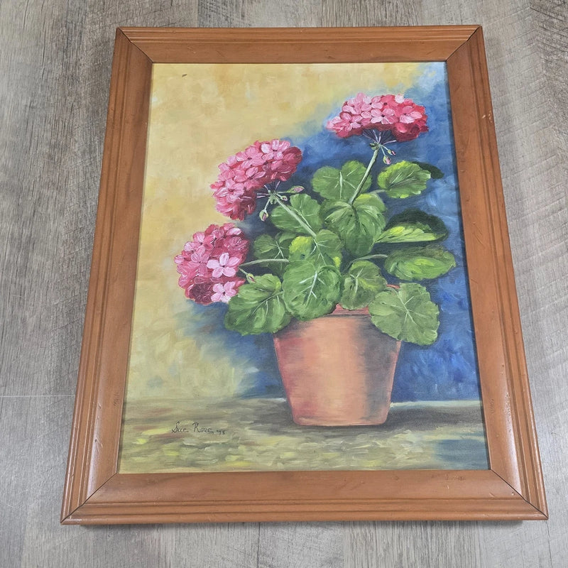 VTG Original Oil Painting Purple Hydrangeas Signed Sue Rose Professional Framed Hydrangea