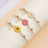 Gifts Bracelet 6 Pcs Handmade Braided Daisy Sunflower Flower Star Rope Bracelet Sunflower