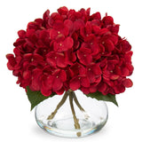 Hollyone Hydrangea Artificial Flowers in Vase Red Silk Fall Fake Flowers Arra... Hydrangea