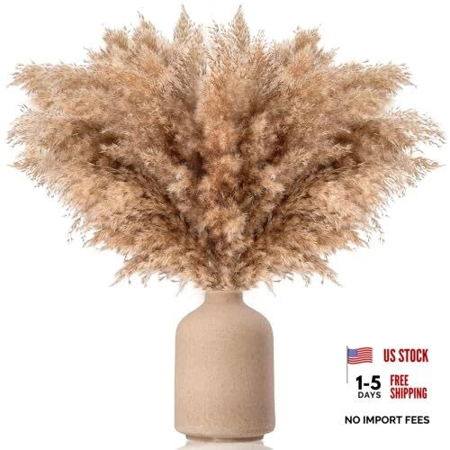33pcs Pampas Grass Decor-Natural Dried Fluffy Brown Pompas 17inch 33pcs-Brown Pampas Grass