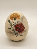 Vintage Porcelain Off White Egg with Yellow and Red Carnation Flowers Carnation