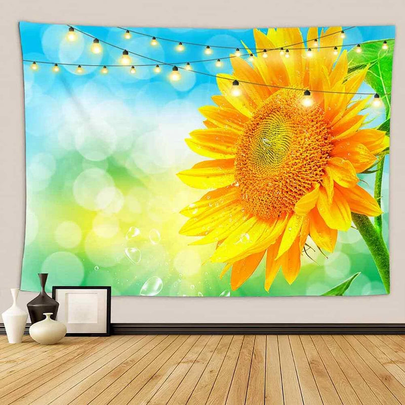 Sunflower wall hanging tapestry cloth with large 3D-style blooming sunflower