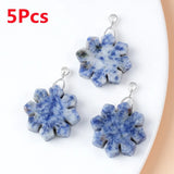 5Pcs 30x7mm Blue Sodalite Carved Snowflake Christmas Sunflower Pendant HT3000 Sunflower