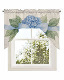 Hydrangea Flower Swag Valance Kitchen Curtains 56" x 36", Pastoral Blue Bow F... Hydrangea