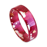 Red Carnation Ring, Resin Band With Real Flower Petals and Gold Flakes Carnation