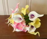 20 stem picasso purple, yellow and pink/white calla lily wedding bouquet Bouquet