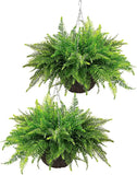 QIANYUN Fake Fern Outdoor Artificial Plants-2-Pack Artificial Outdoor Hanging... Green Plant