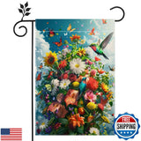 Spring Summer Hummingbird Sunflower Flower Garden Flag 12x18 Inch Double Side Sunflower