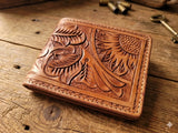Hand Tooled Genuine Leather Bifold Wallet - Leather RFID Men Wallet Sunflower Sunflower