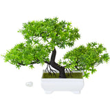 Artificial Plum Blossom Pine Bonsai for Wedding and Home Decorative Use Green Plant