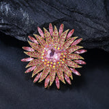 Women's Pink Crystal Rhinestone Flower Sunflower Brooch Pin Sunflower