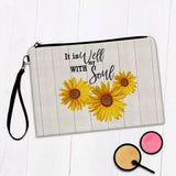 Gift Makeup Bag : Sunflower Well With My Soul Flower Floral Southern Decor Quote Sunflower